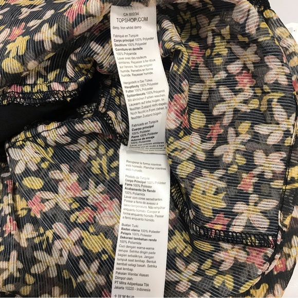 Topshop Black Floral Balloon Blouse - Picture 7 of 7